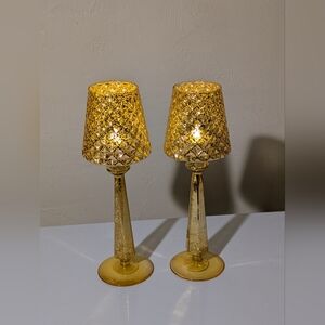 Set of (2) 13" Mercury Glass Accent Lamps with Tealights by Valerie
